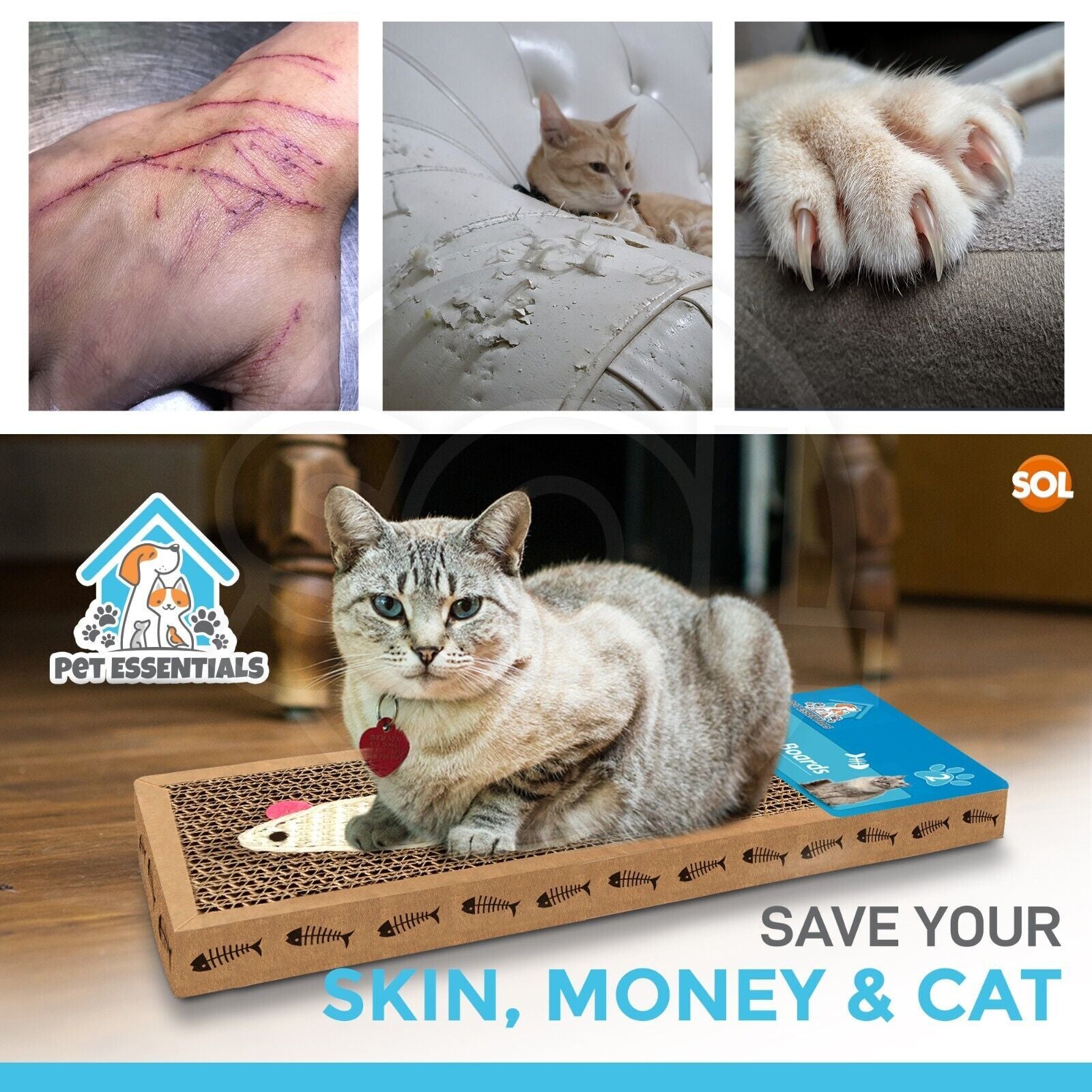 4-24 Cat Scratcher Pads | Kitten Scratching Board Mat Cardboard Bed Pet Play Toy